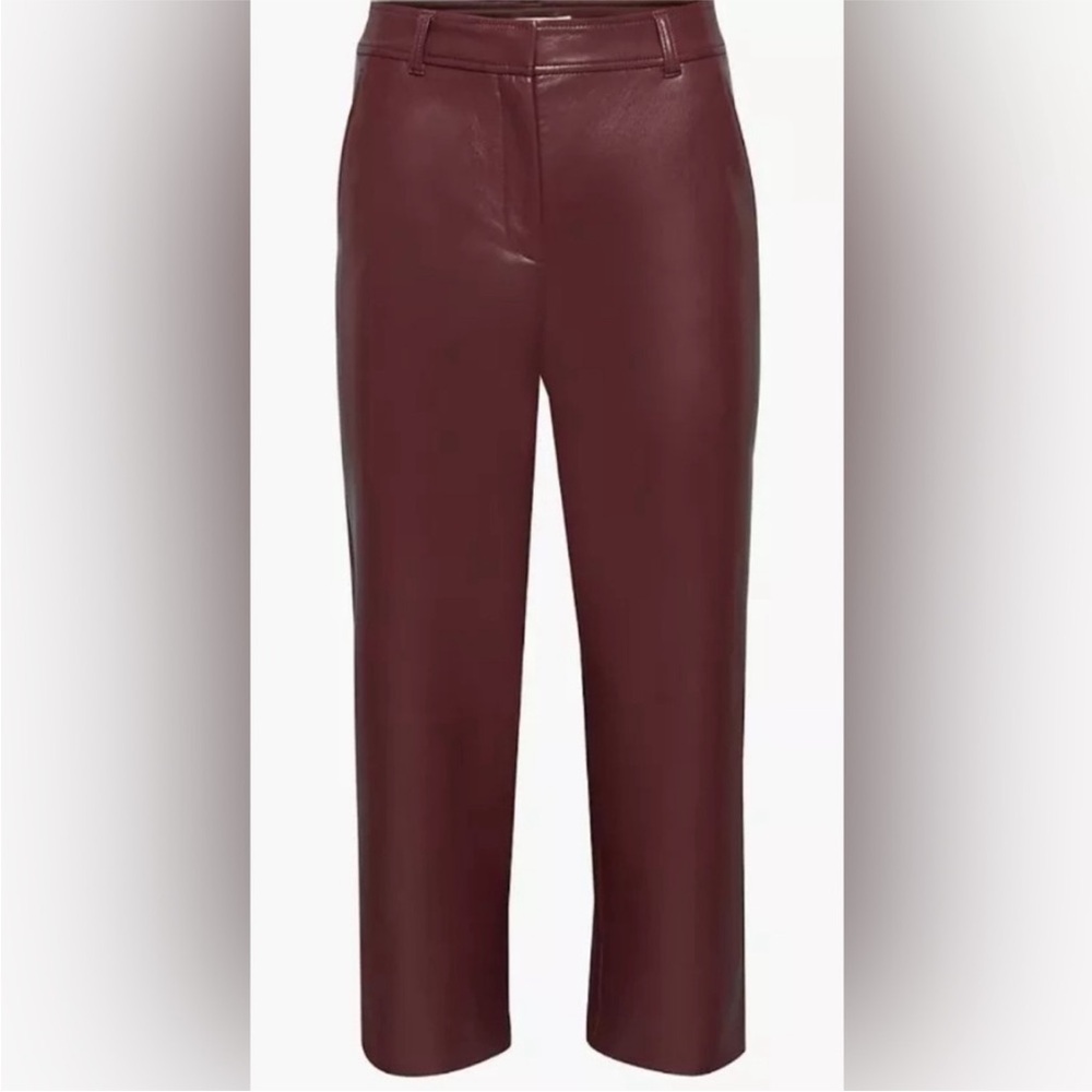 Aritzia Babaton Command Crop Vegan Leather Pants Sz 0 Wine Color - Picture 7 of 10